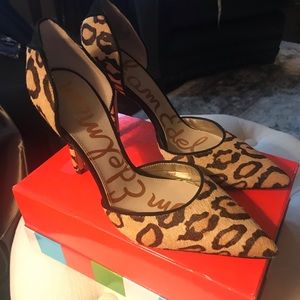 Sam Edelman fur leopard high heels